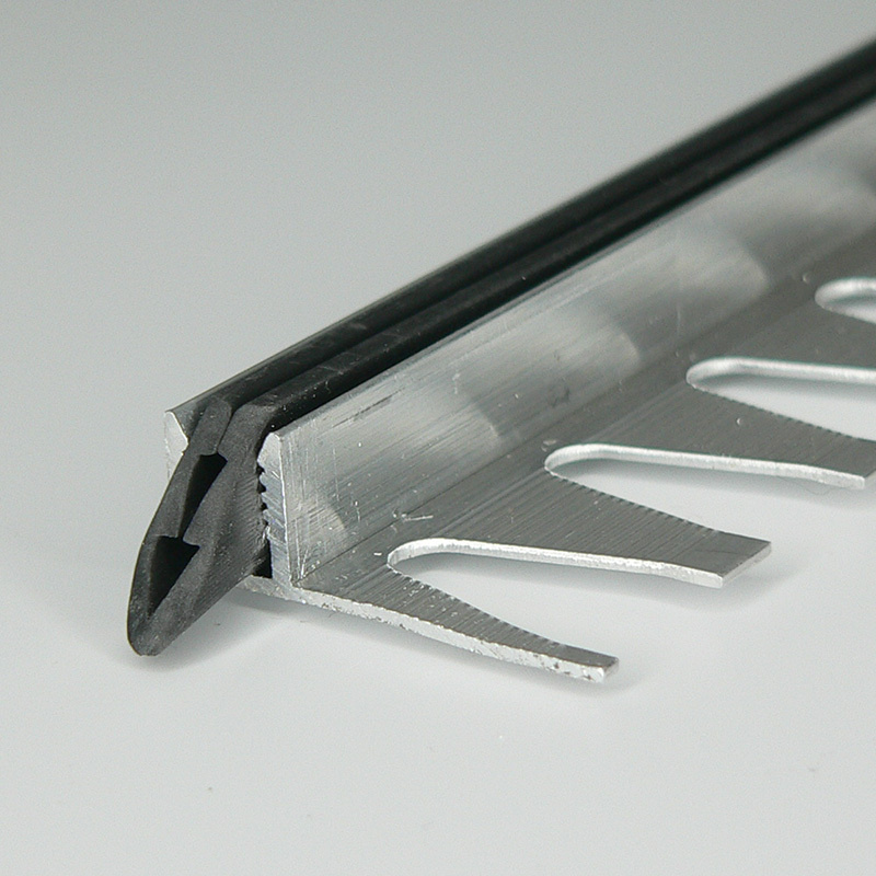 Крепление (основание-база, закладная защелка) 8-12 мм для Т-образного порожка алюминиевое с резиновой #1