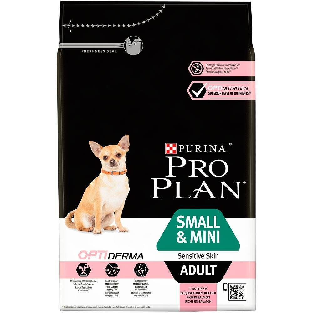 PRO PLAN Dog ADULT SMALL&MINI Sensitive skin,для взрослых собак мелких и карликовых пород с чувствительной #1
