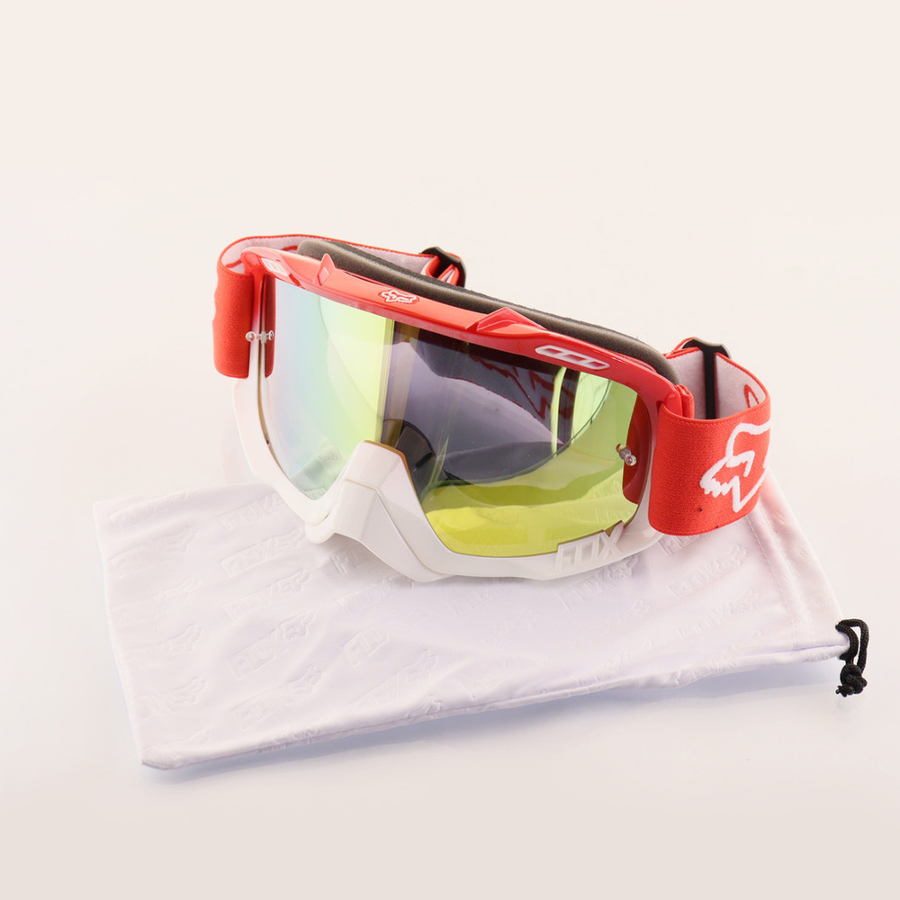 Очки защитные для мотоспорта, горнолыжного спорта, сноубординга, экстремального спорта "FOX" (красный-белый, #1