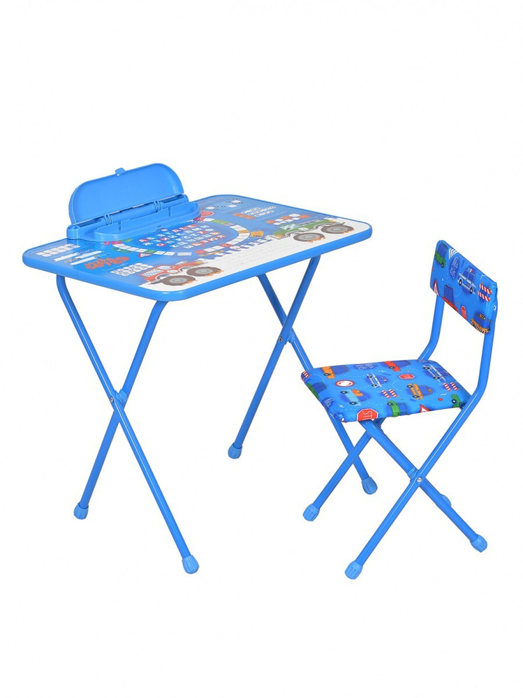 Стол-стул детский, Ника, Большие гонки, голубой, 1 шт. #1
