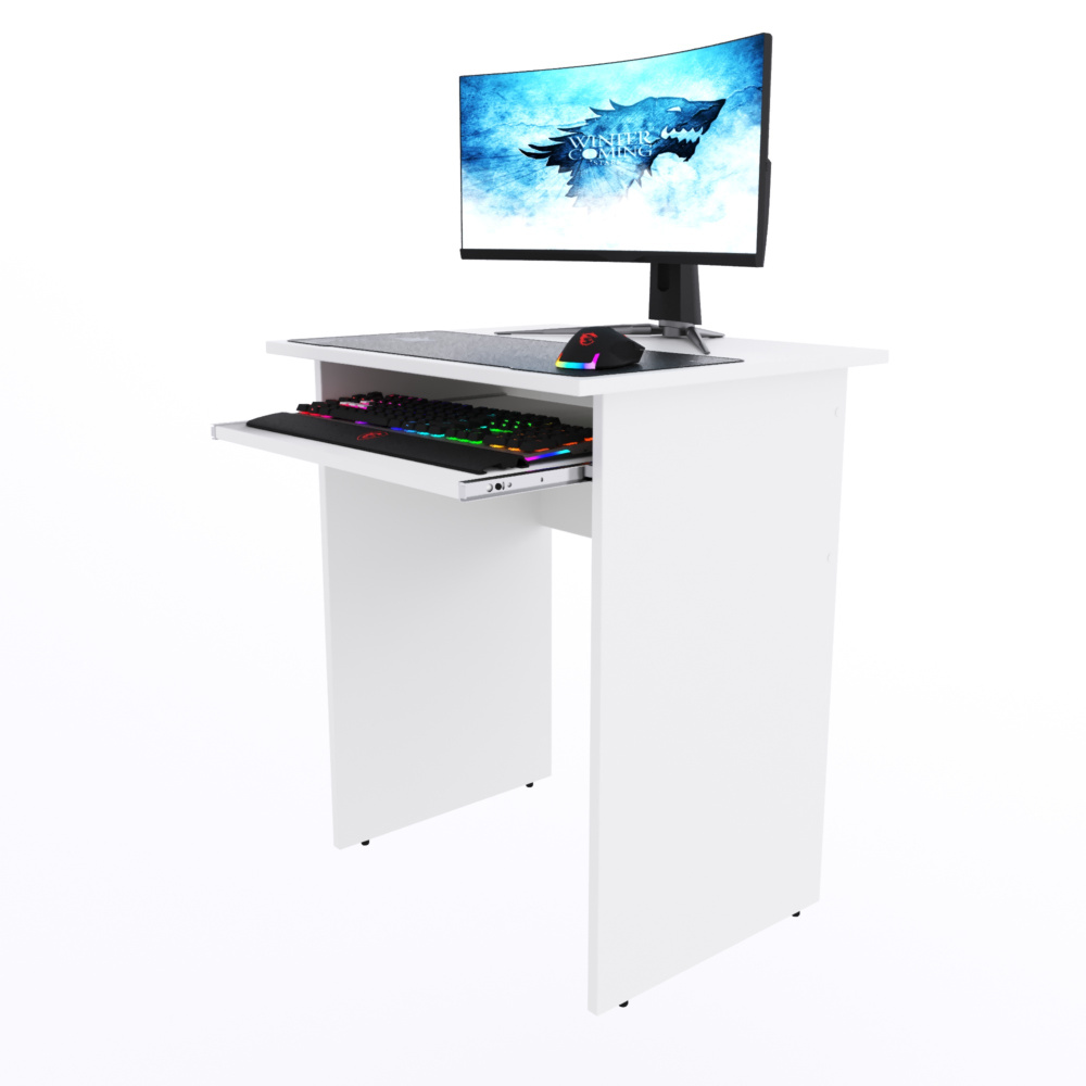 Компьютерный стол "Минис+" с полкой, 60х50х72,6 см, белый #1