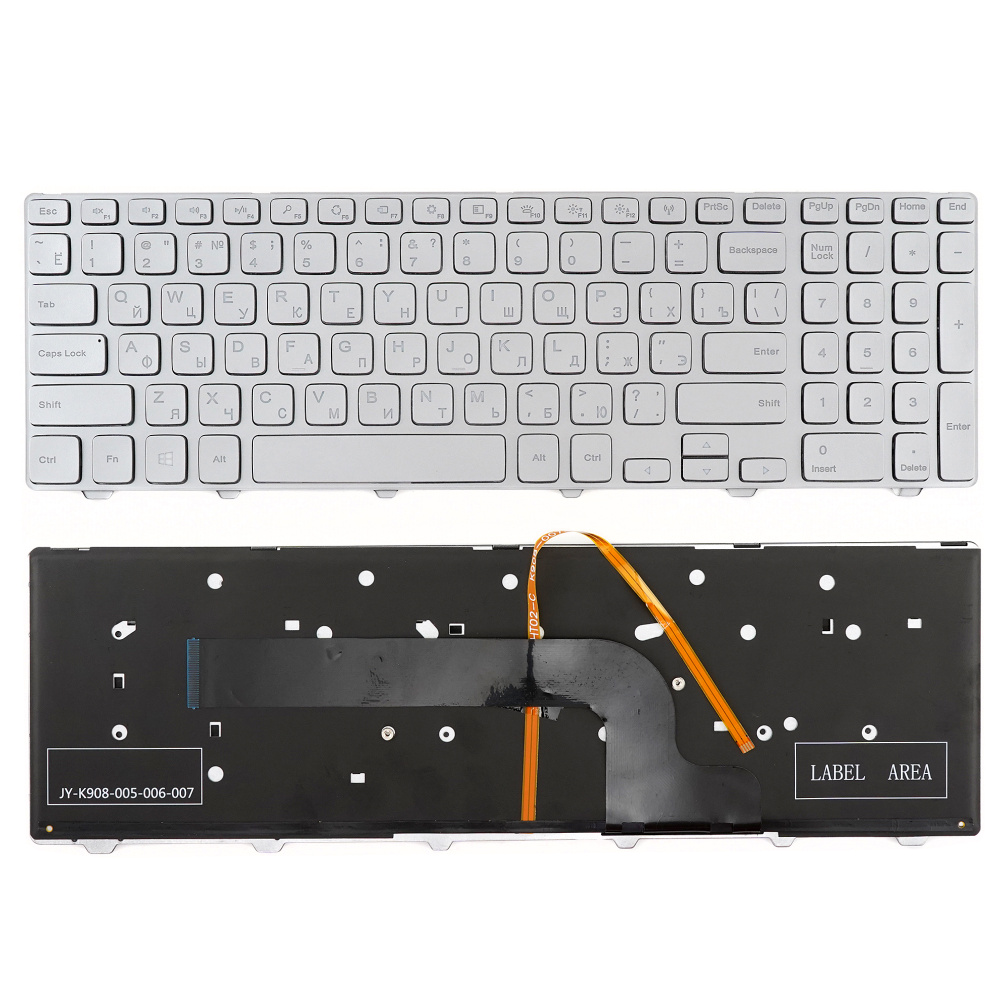 Клавиатура для ноутбука Dell Inspiron 15-7000 серебристая с подсветкой  #1