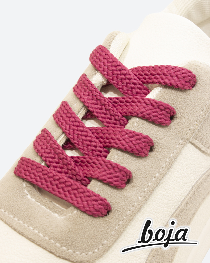Шнурки для обуви BOJA, плоские, 100 см, красные (малиновые), крупного плетения, для кроссовок; ботинок; #1