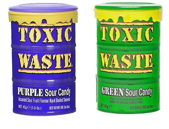 Набор кислых конфет Toxic Waste, фиолетовый и зеленый 2шт #1