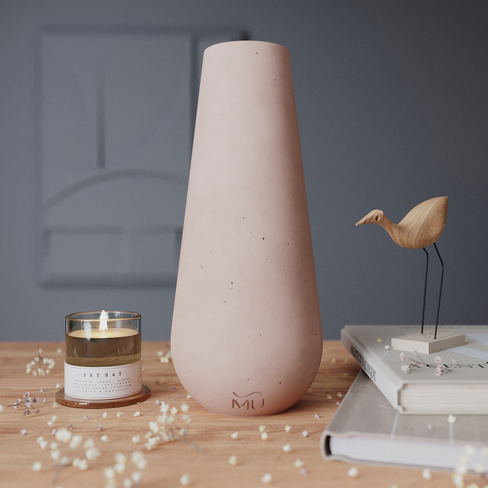 Декоративная ваза для сухоцветов Sophia L Matte, 30 см, бетон, розовая матовая  #1