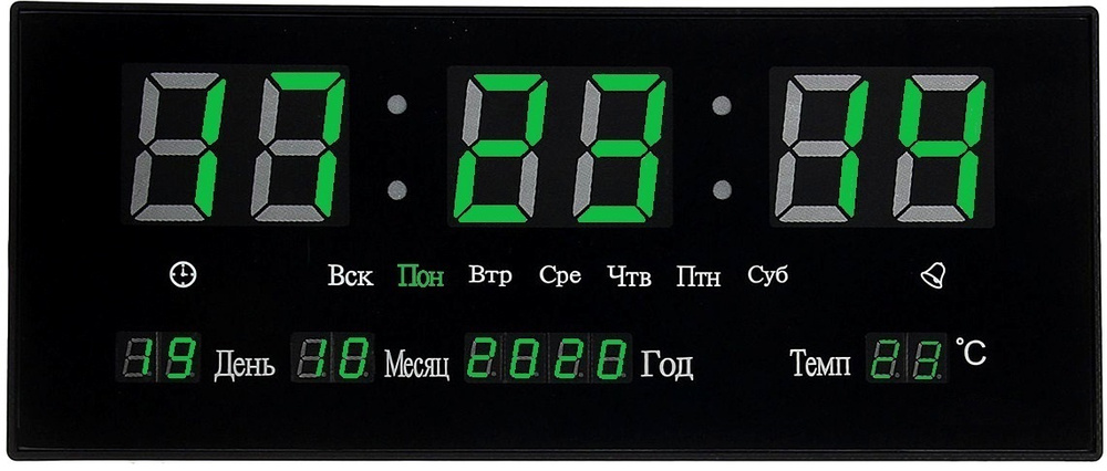Настенные, настольные электронные часы календарь, с термометром и будильником.  #1
