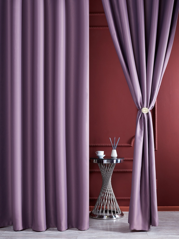 Айвори Комплект штор Блэкаут-Жасмин 270х300см, пыльно-фиолетовый  #1