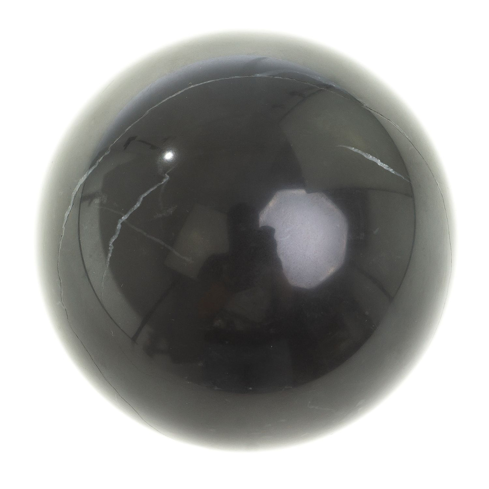 Шар из черного мрамора 8,5 см / шар декоративный / шар для медитаций / каменный шарик / сувенир из камня #1