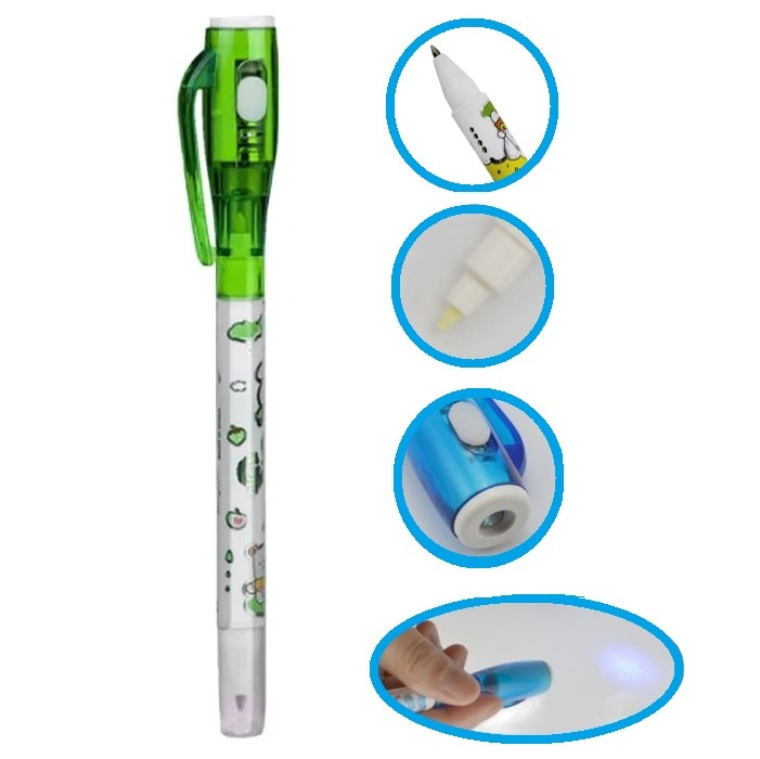 Ручка-шпион с невидимыми чернилами + УФ фонарик + шариковая ручка в индивидуальной упаковке цвет зеленый #1