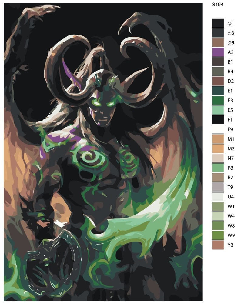 Картина по номерам S194 "Игра World of Warcraft (Ворд оф Варкрафт). Иллидан Ярость Бури" 40x60  #1