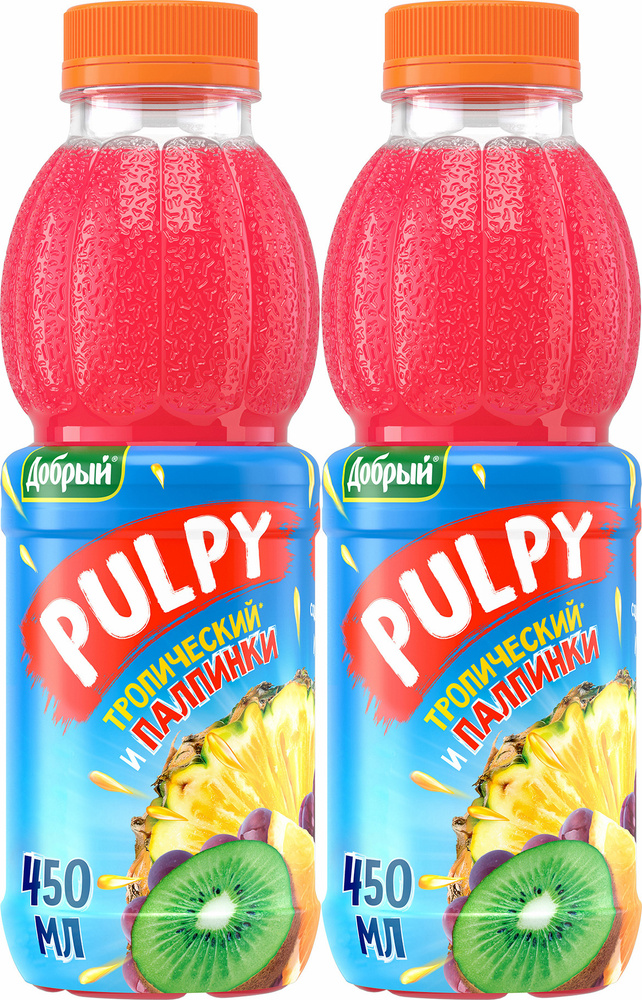 Напиток сокосодержащий Добрый Pulpy тропик 450 мл в упаковке, комплект: 2 упаковки  #1