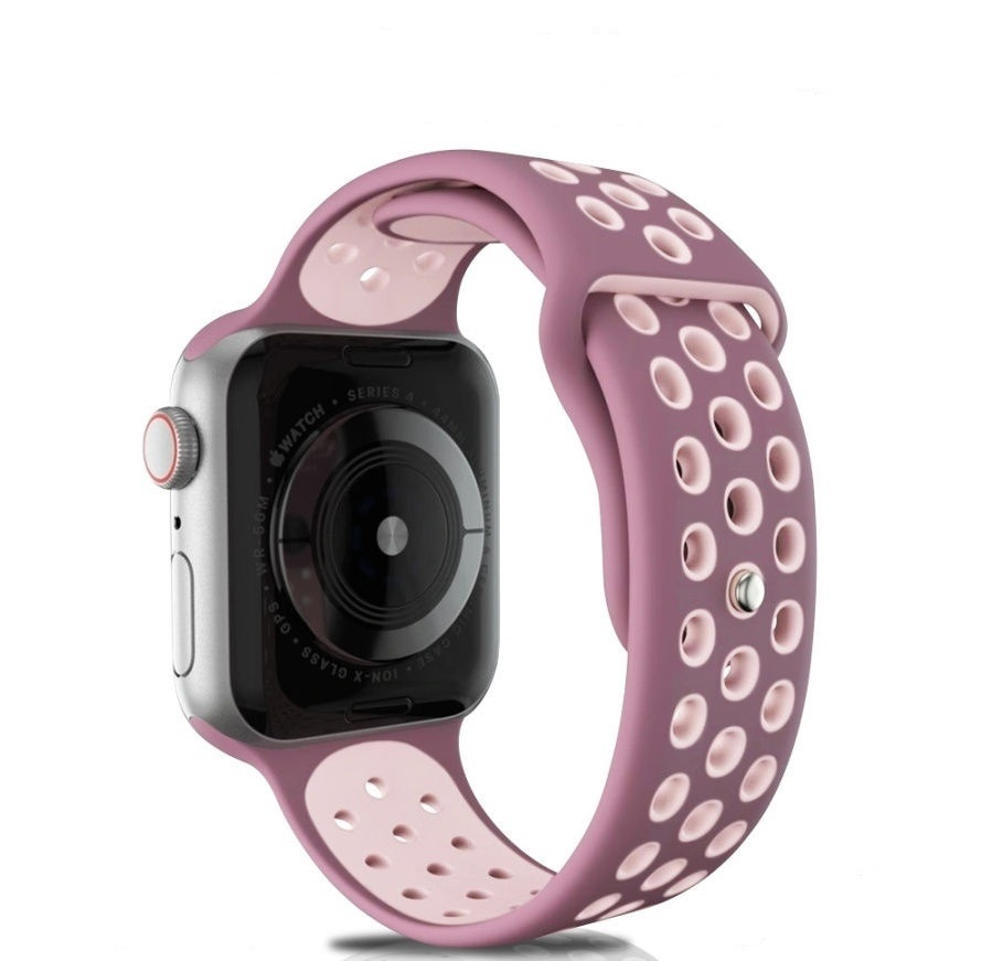 Силиконовый ремешок для часов Apple Watch 38,40,41 мм сиреневый/белый (№29) / Ремешок для часов эпл вотч #1
