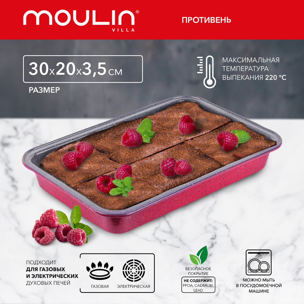 Форма для запекания (противень) с антипригарным покрытием Moulin Villa Raspberry 30x20x4.5 см  #1