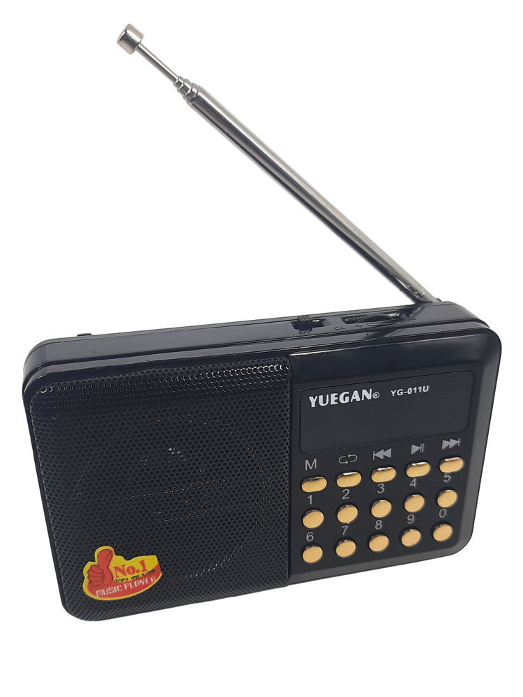 Радиоприёмник портативный с USB YG-011U "черный", радио-колонка на аккумуляторе с AUX входом  #1