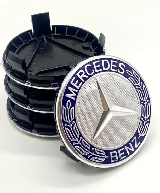 Колпачки заглушки на литые диски Mercedes 75мм Темно-Синий ( A1714000025 ) 4 шт.  #1
