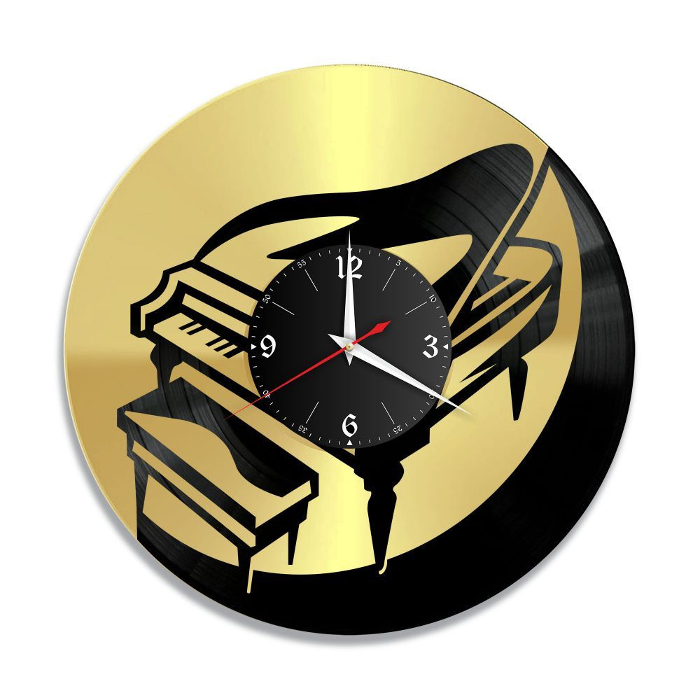 RedLaser Настенные часы "Музыка (Рояль) золото, из винила, №25", 30 см  #1