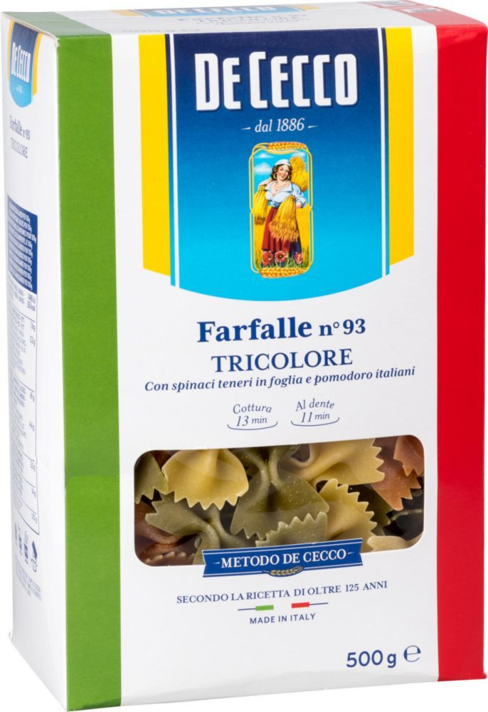 Макаронные изделия De Cecco No 93 Farfalle Tricolore Бантики 500 г #1