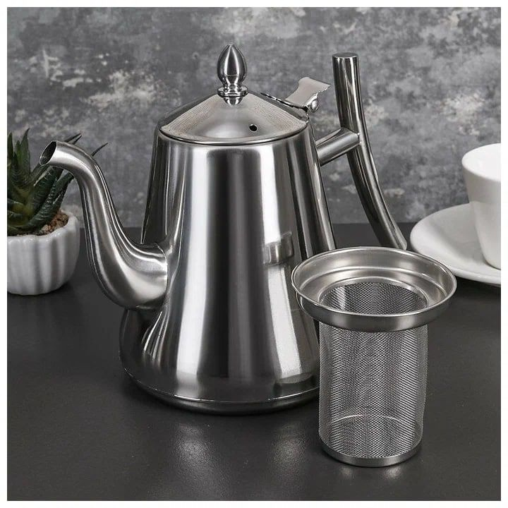 Чайник заварочный MARVIK 1000мл / Прочный чайник для заварки / Металлический заварочный чайник  #1