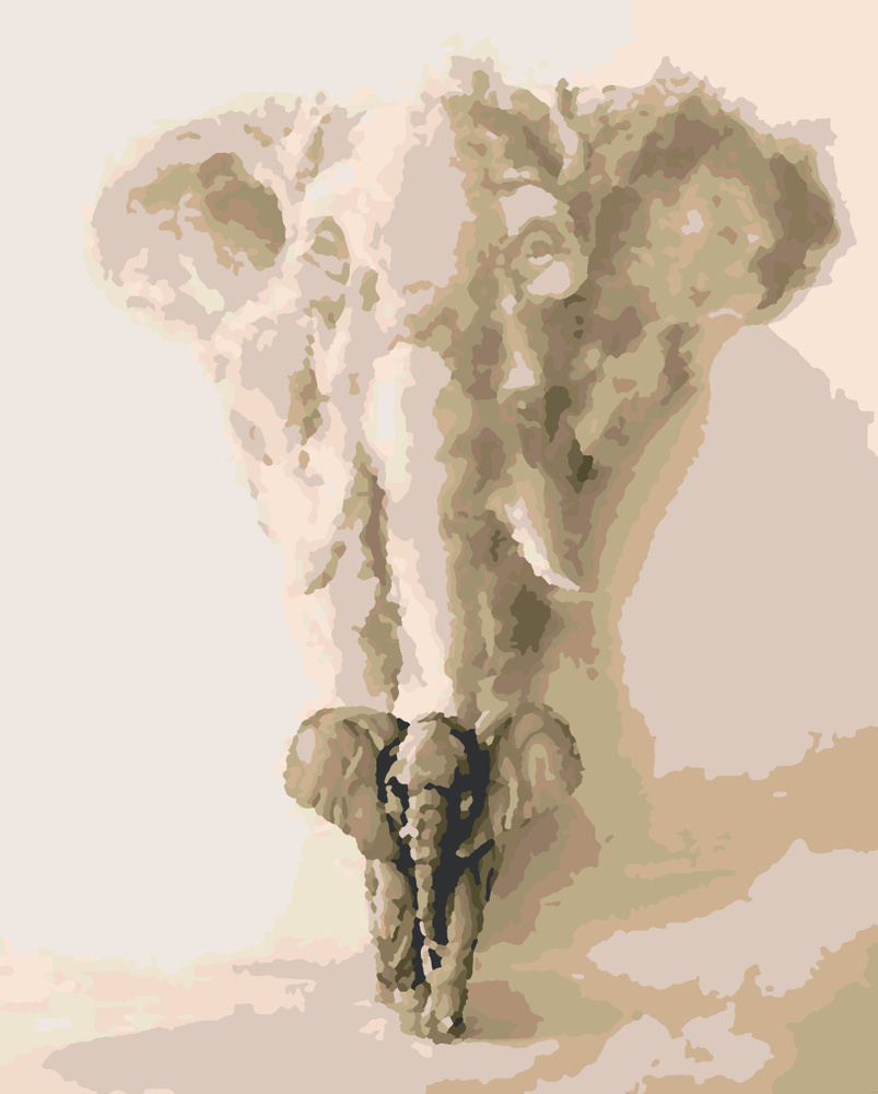 Картина по номерам холст на подрамнике 40х50 см. Слоненок. Взрослые мечты. Малыш. Под родительской защитой #1