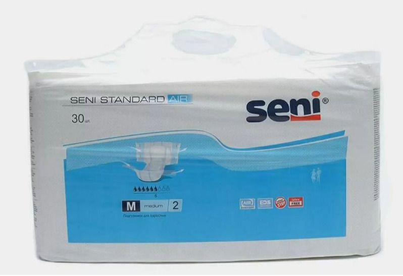 Подгузники для взрослых SENI STANDART AIR, размер М 30 штук 6 капель  #1