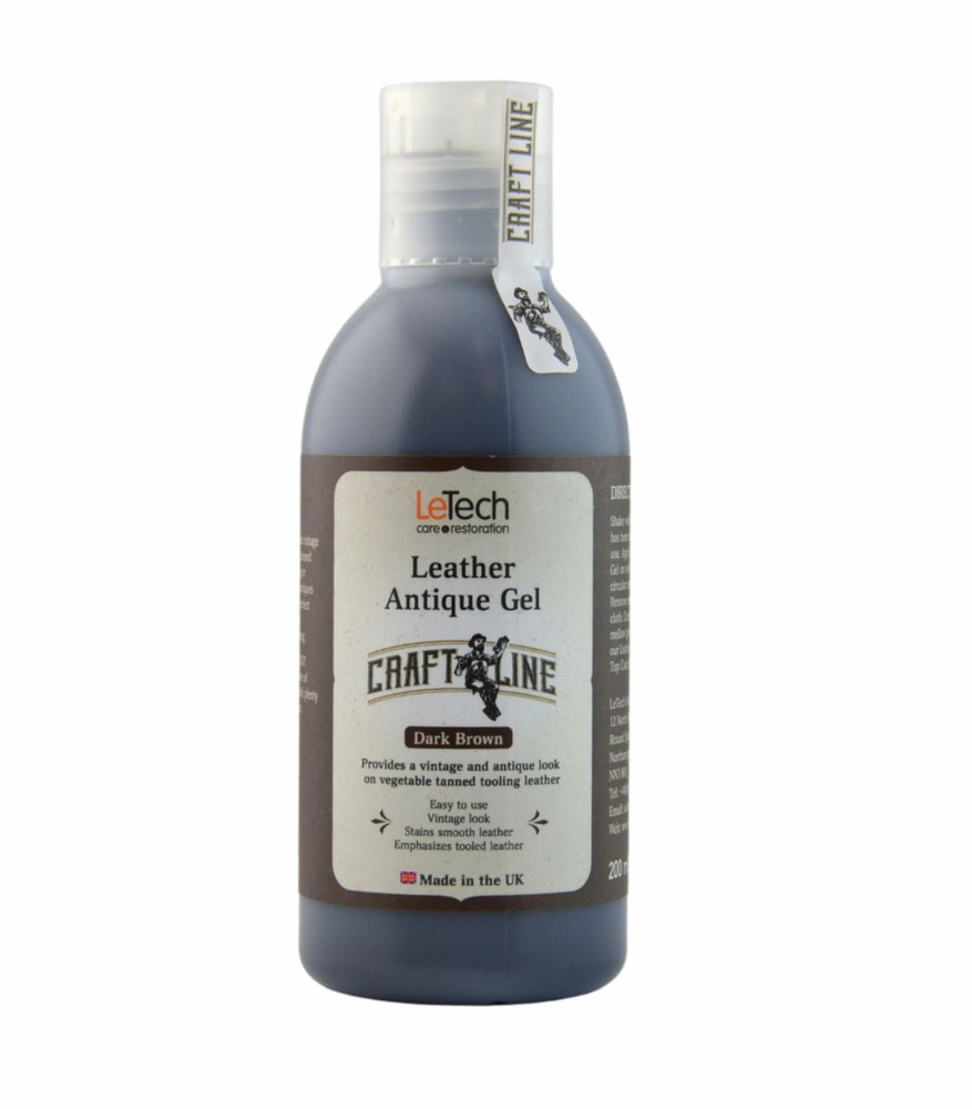 Антик-гель, антик краска для кожи ТЁМНО-КОРИЧНЕВЫЙ, LeTech, Leather Antique Gel Dark Brown 200ml  #1