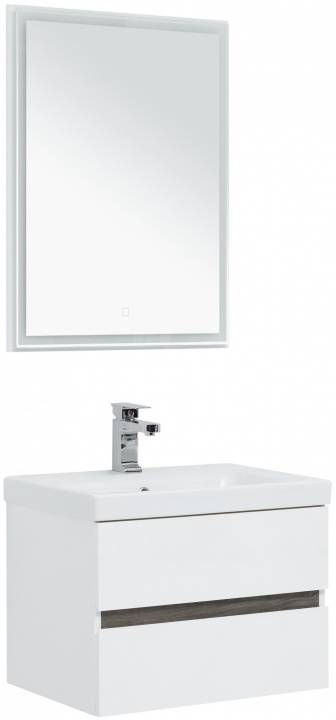 Мебель для ванной Aquanet Беркли 60 белый / дуб рошелье (зеркало белое)  #1