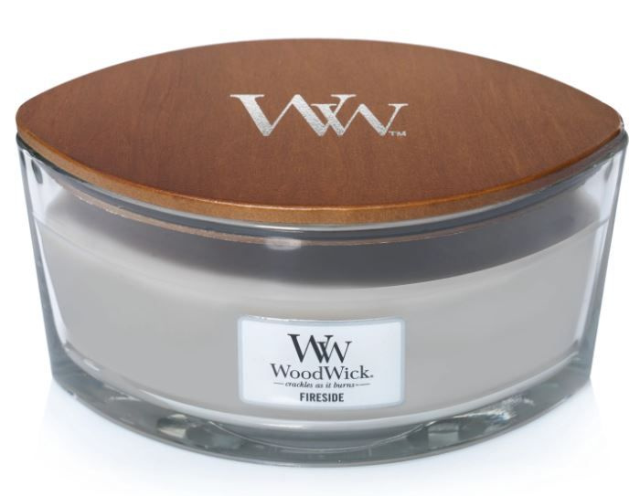 Свеча ароматическая Woodwick эллипс с деревянным фитилем У камина  #1