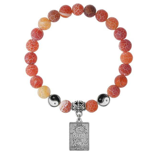 Защитный браслет с подвеской Таро - Луна, Африканский агат (красный), натуральный камень, диаметр бусин #1