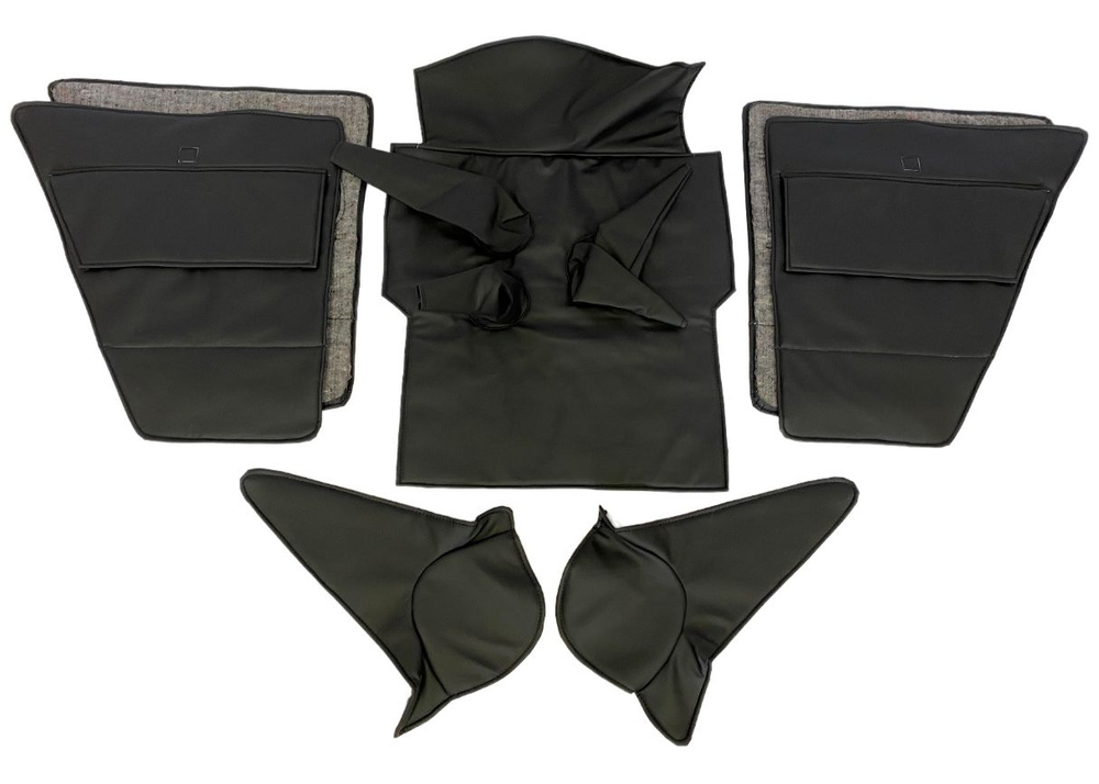 Обивка салона УАЗ 469 (в/кожа, поролон, ватин) чёрный 7 предметов  #1