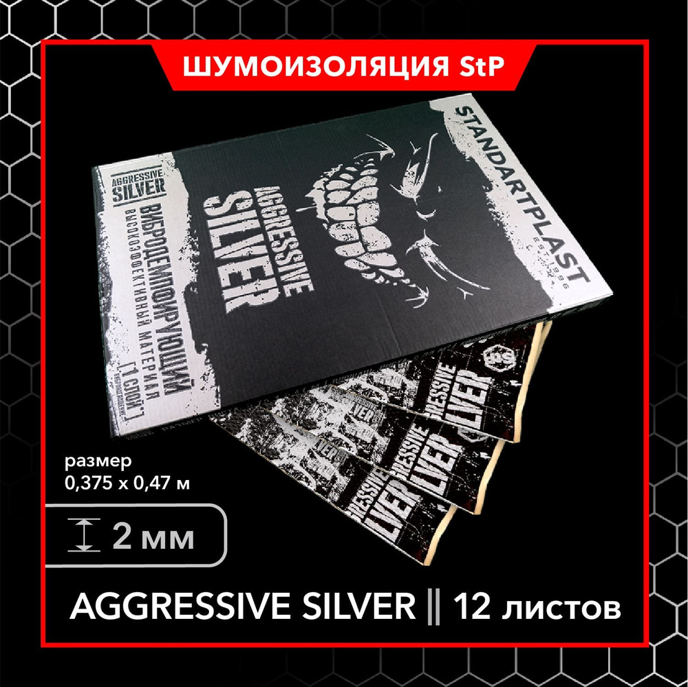 Шумоизоляция StP Aggressive Silver MINI (12 листов) / Виброизоляция для автомобиля StP  #1