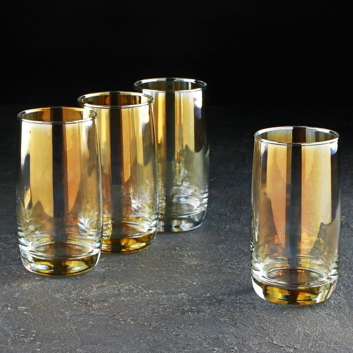 Набор стаканов высоких "Золотистый хамелеон", 330 мл, 4 шт.  #1