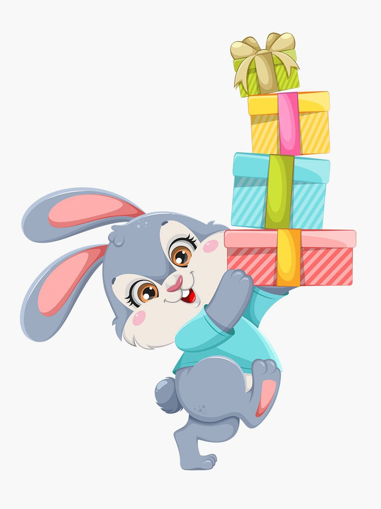 Наклейка новогодняя интерьерная "Кролик" для декора стен, окон  #1