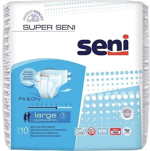 Seni / Сени Super Подгузники для взрослых дышащие одноразовые для высокой степени недержания размер L #1