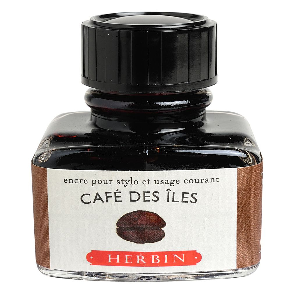 Чернила в банке Herbin. 30 мл. Cafe des iles Островной кофе #1