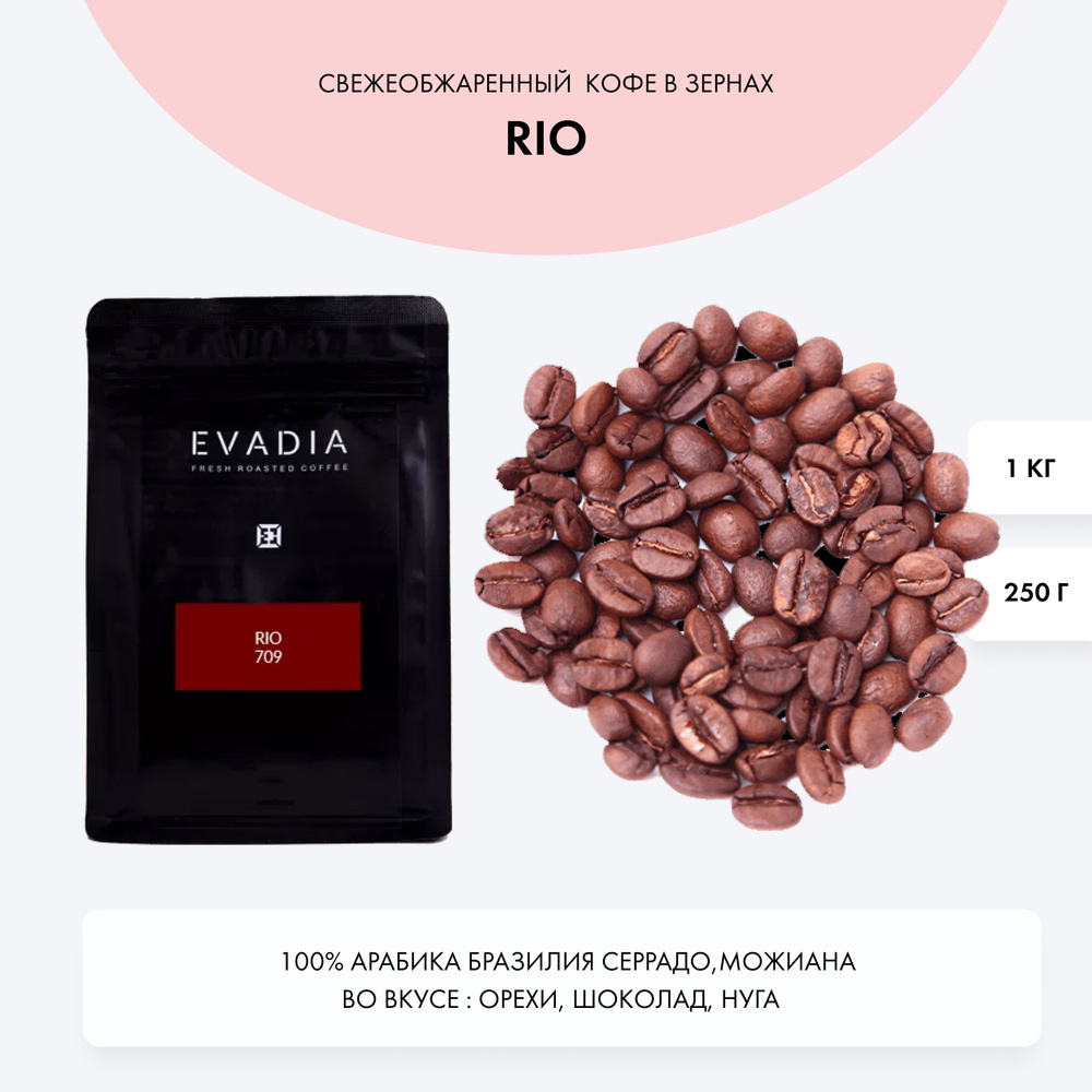 Кофе в зернах RIO, 1 кг, EvaDia,ОБЖАРКА В ДЕНЬ ОТГРУЗКИ, 100% арабика  #1
