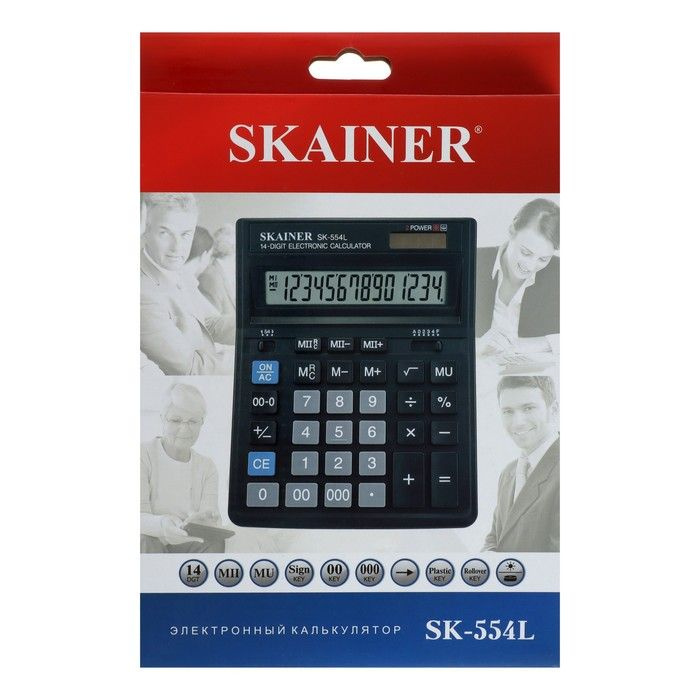 Калькулятор настольный (большой бухгалтерский) 14-разрядный, SKAINER SK-554L, двойное питание, 153 х #1