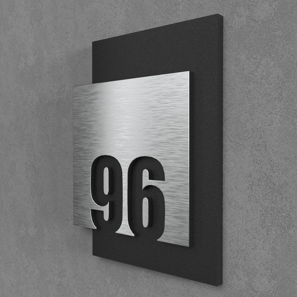 Цифры на дверь квартиры, табличка самоклеящаяся номер 96, 15х12см, царапанное серебро  #1