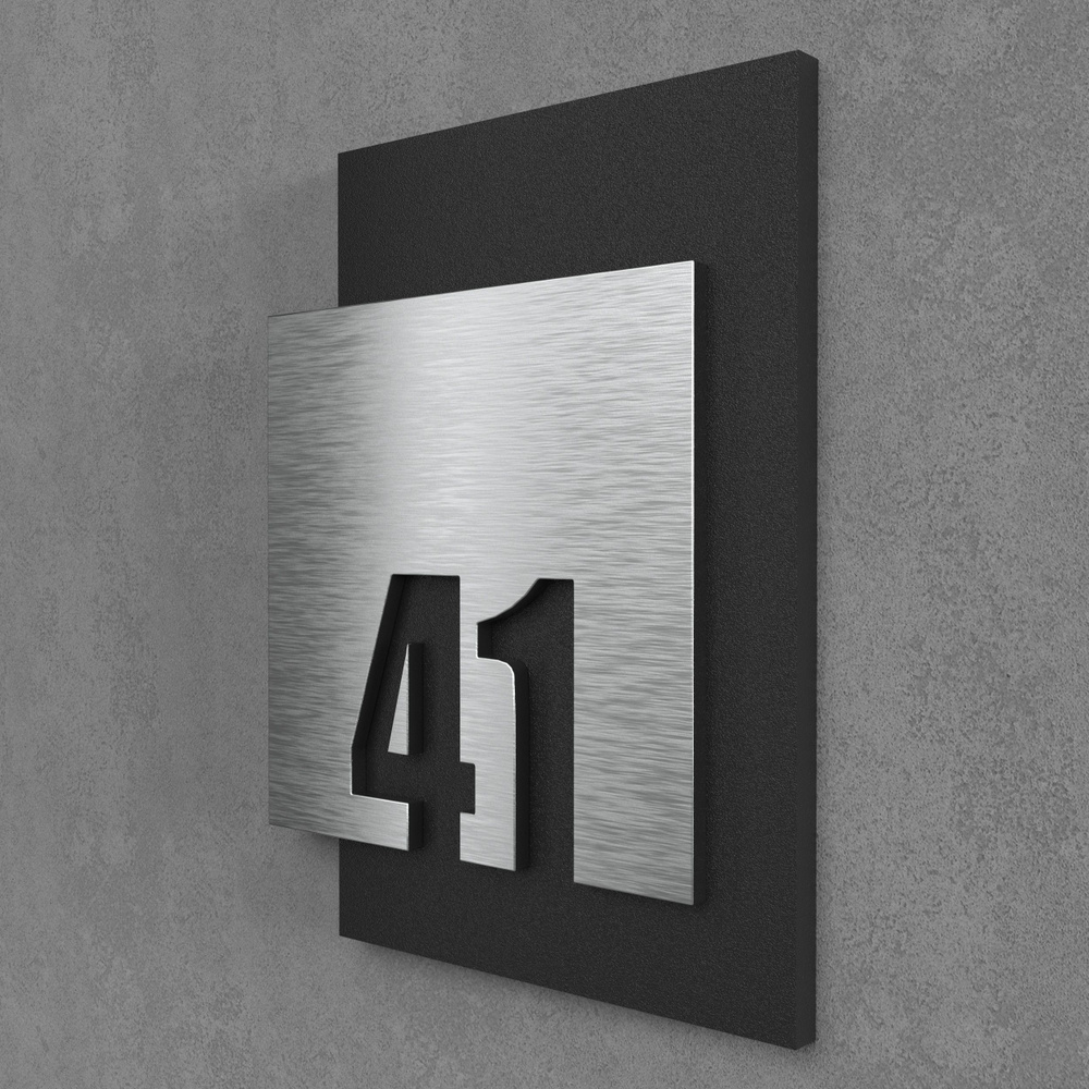 Цифры на дверь квартиры, табличка самоклеящаяся номер 41, 15х12см, царапанное серебро  #1