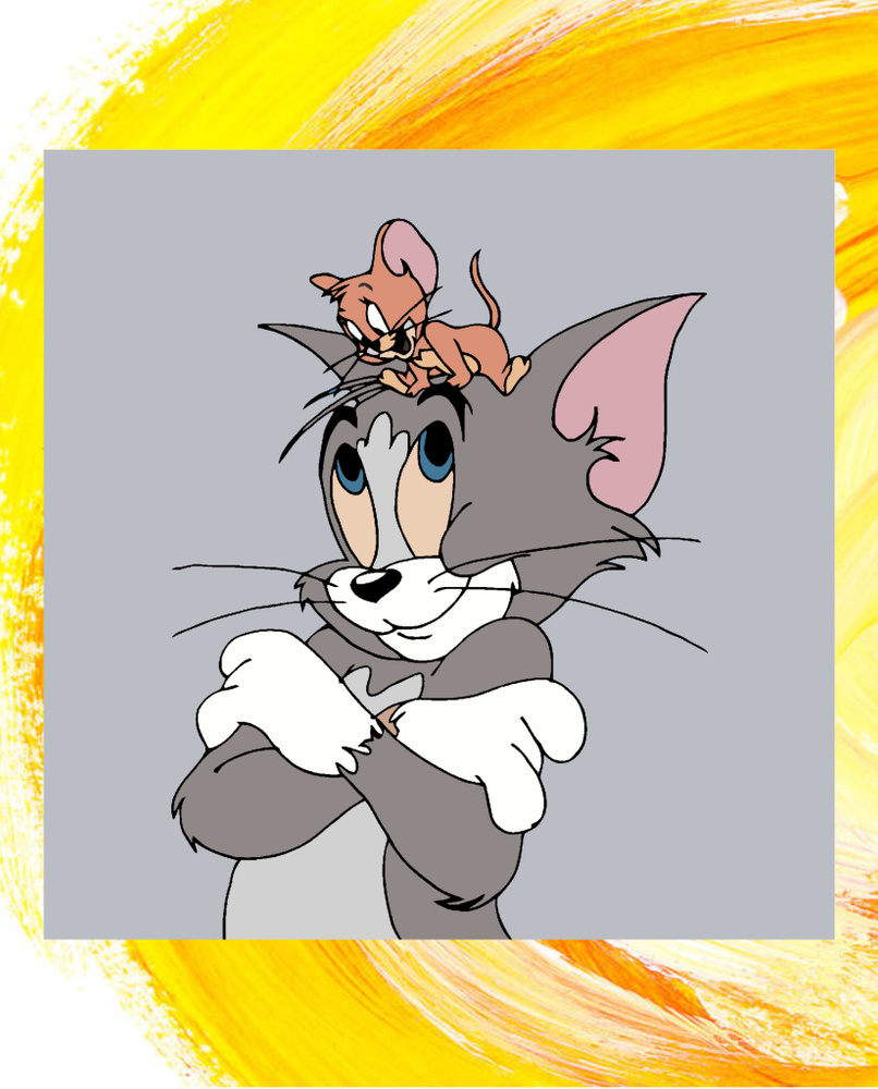 Картина по номерам Том и Джерри / Tom and Jerry холст на подрамнике 20*20  #1