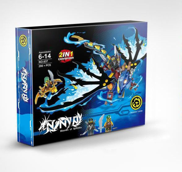 Конструктор Ниндзяго Ninjago ДРАКОН 2в1, 295 деталей. Дракон-робот Ninja, переливающаяся подарочная упаковка #1