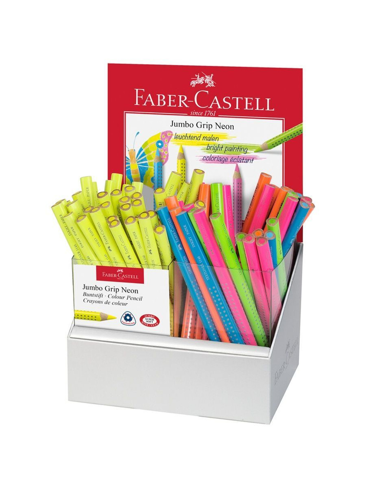 Карандаш-текстовыделитель Faber-Castell "Jumbo Grip Neon", цвет ассорти, 1 штука  #1