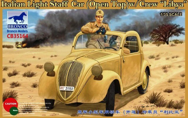 Сборная модель военной техники Bronco Models Italian Light Staff Car(Open Top) w/Crew Libya, масштаб #1