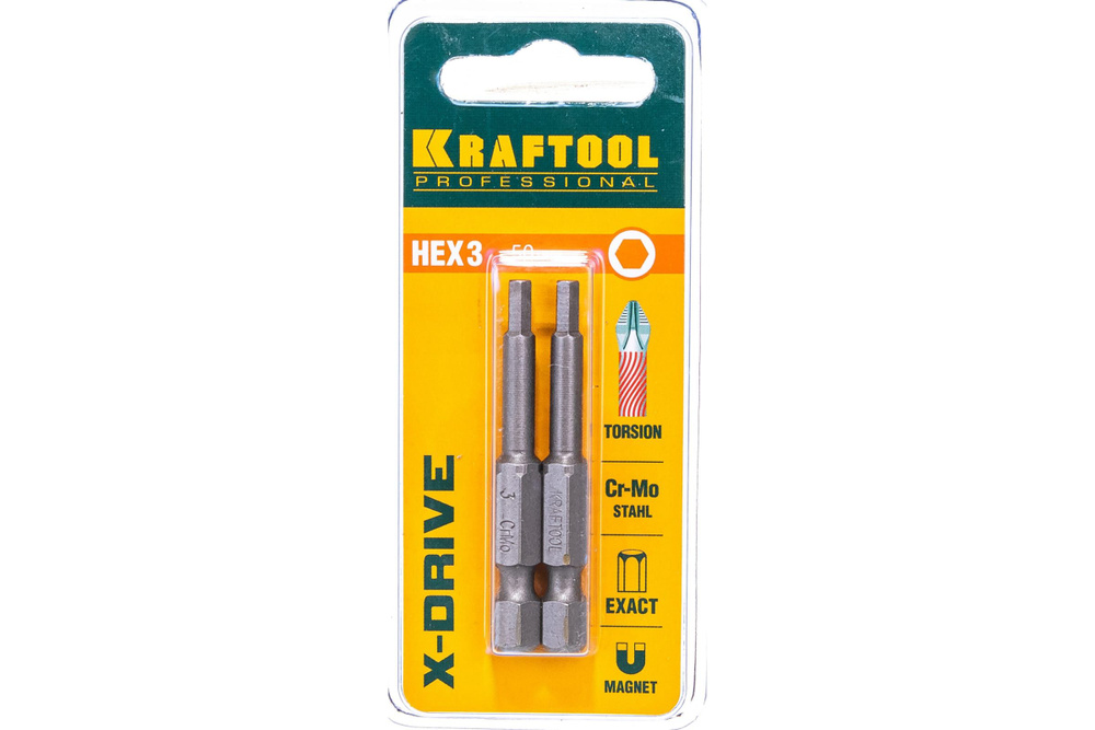 Бита кованая HEX3, Cr-Мо, E 1/4", 50 мм, 2 шт. Kraftool 26127-3-50-2 #1