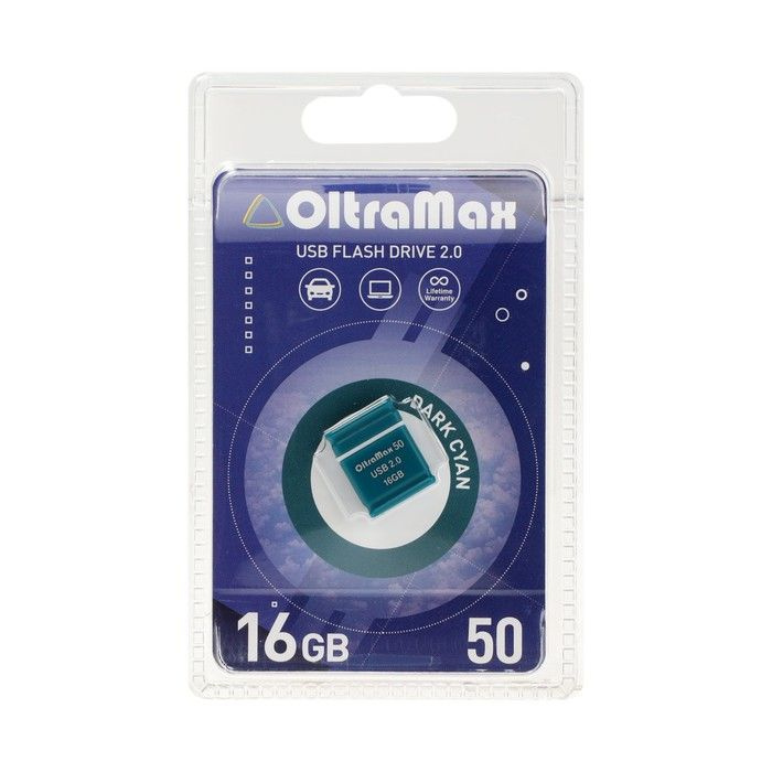 Флешка OltraMax 50, 16 Гб, USB2.0, чт до 15 Мб/с, зап до 8 Мб/с, т/зеленая  #1