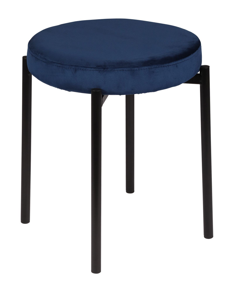 Комплект табуретов для кухни Кен с мягким велюровым сиденьем синий / черный, 4 шт.  #1