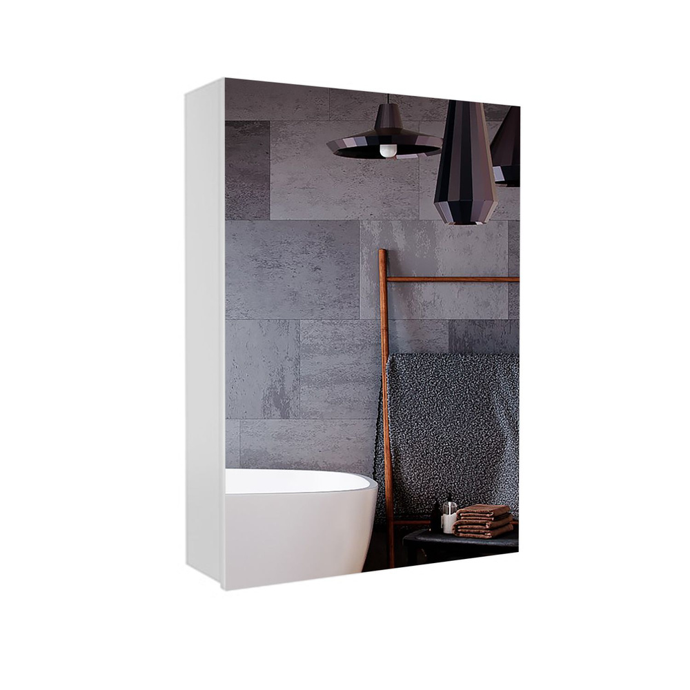 Зеркальный шкаф подвесной SanStar Универсальный 40 для ванной комнаты белый  #1