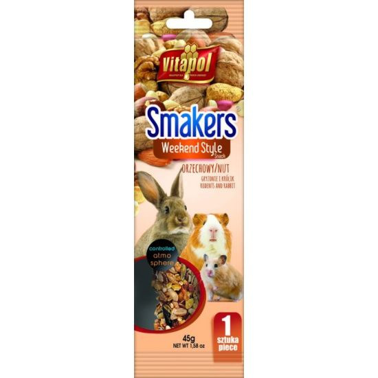 Vitapol Лакомство Smakers Weekend Style для грызунов и кроликов, зерновые палочки с орехами, 45 г  #1