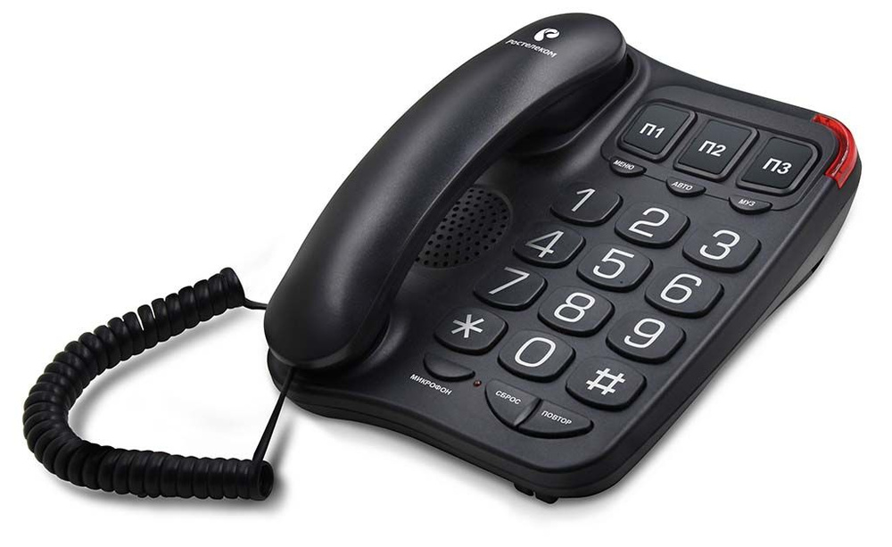 Телефон проводной Texet TX-214 черный #1