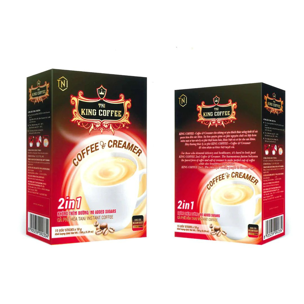 Кофе растворимый 2 в 1 TNI KING COFFEE & CREAMER без сахара со сливками/15 стиков по 10 г  #1