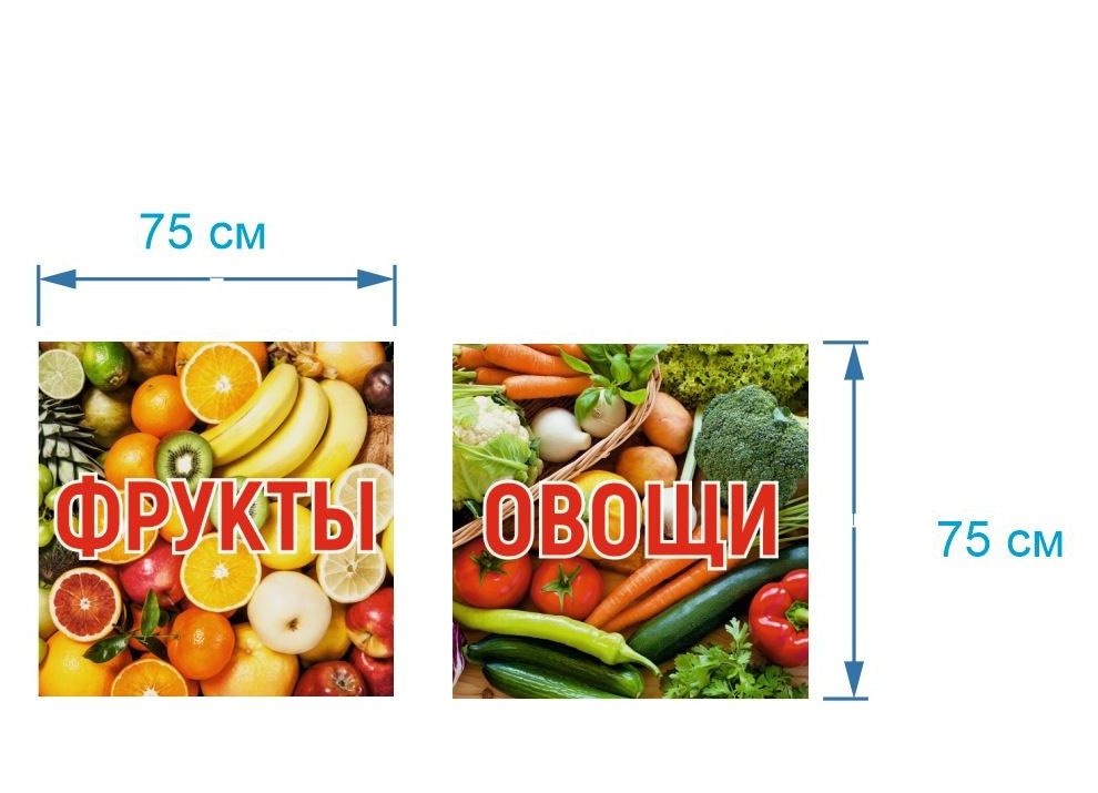 Наклейка самоклеящаяся овощи и фрукты, 75х75 см #1